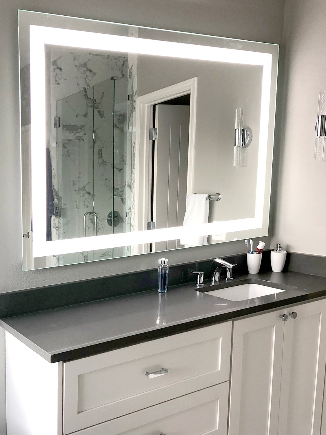 LED Bathroom Vanity Mirror Rectangular Front Lighted 44x40 B