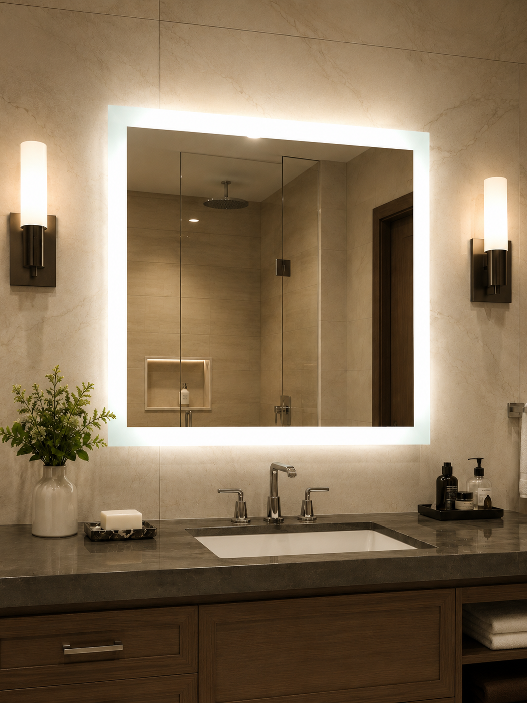 Lexington Side-Lit Mirror 36" x 36" 2 Piece #inspo