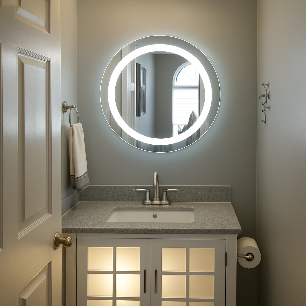 Largo • Front-Lit Round Mirror • 44" Round • 2 Piece