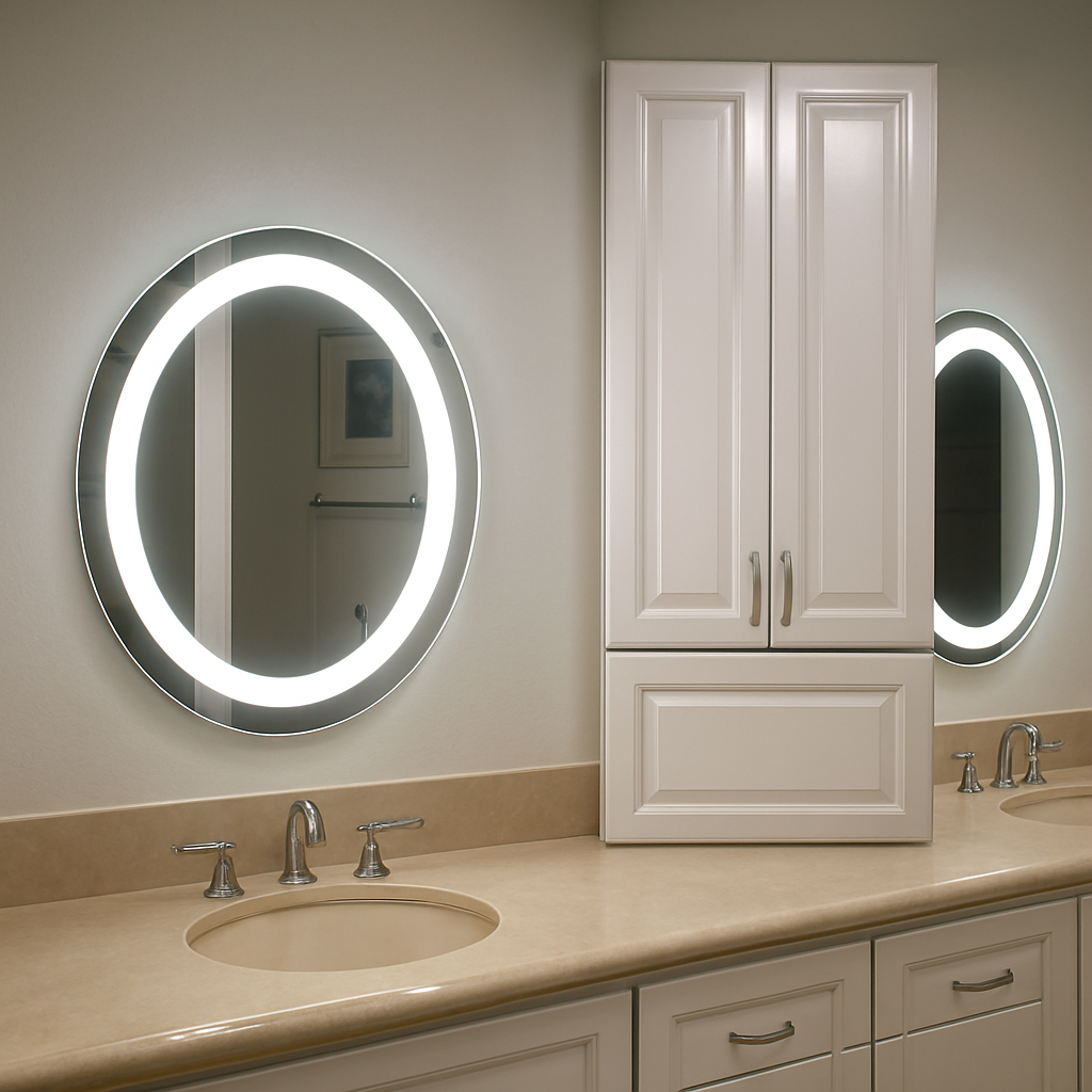 Linden • Front-Lit Oval Mirror • 30" x 36" • 2 Piece