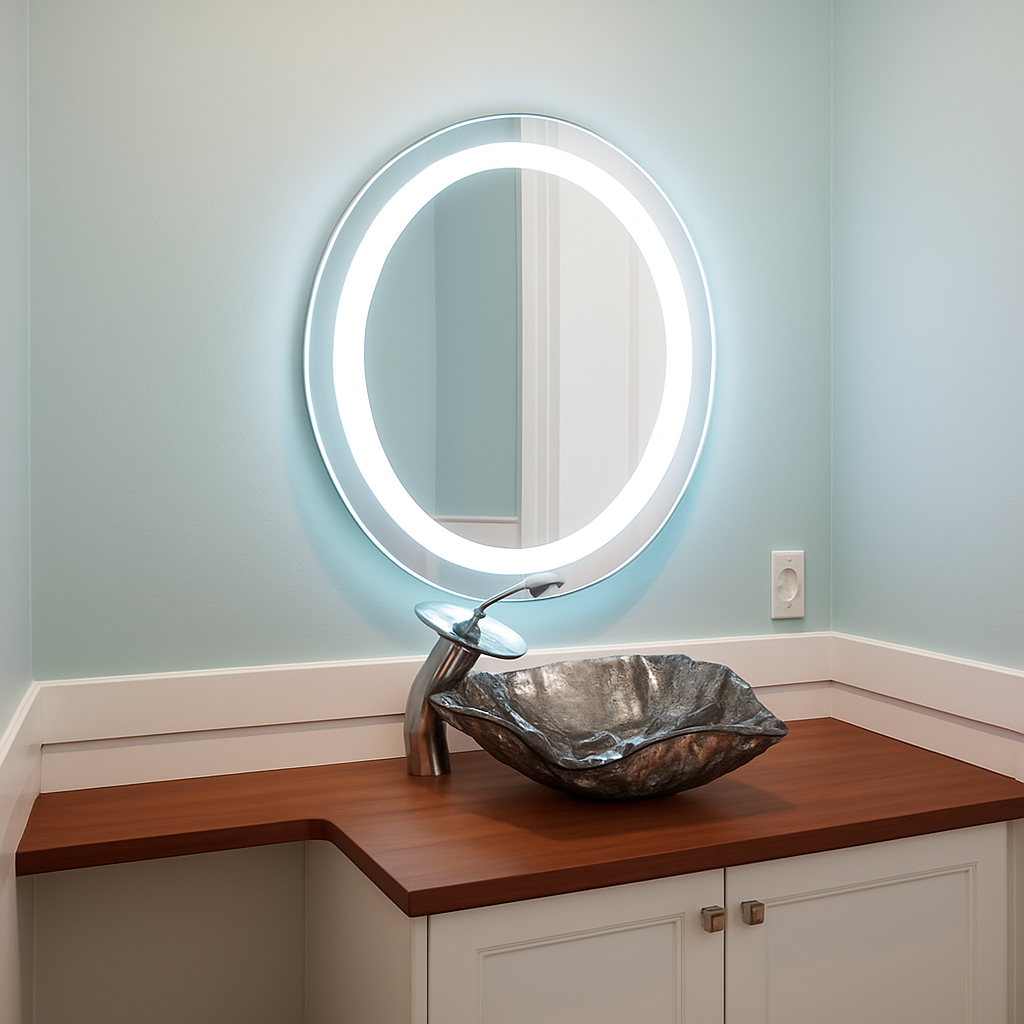 Linden • Front-Lit Oval Mirror • 30" x 36" • 2 Piece