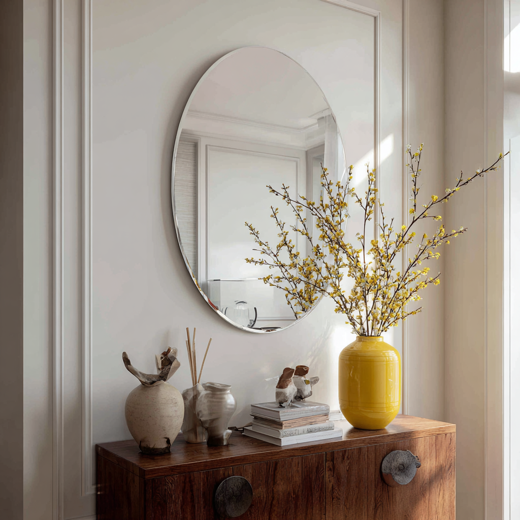 Oval Frameless Mirror