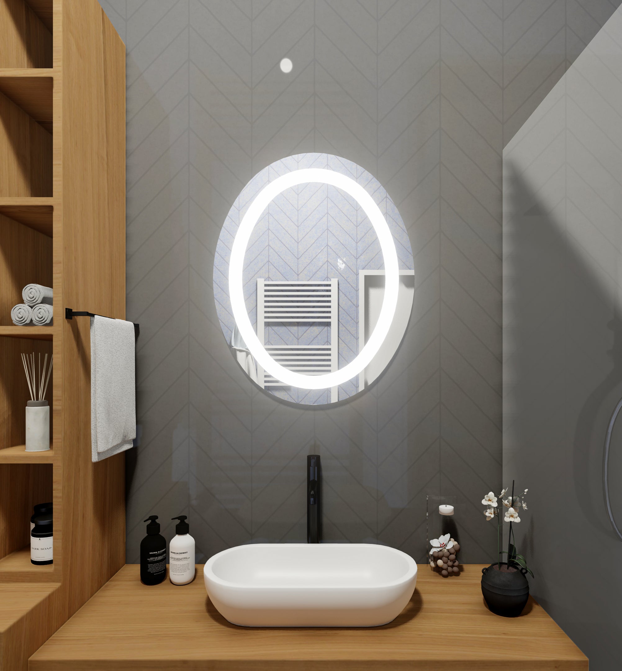 LED Mirror (Front-Lighted Oval) 24" x 32"