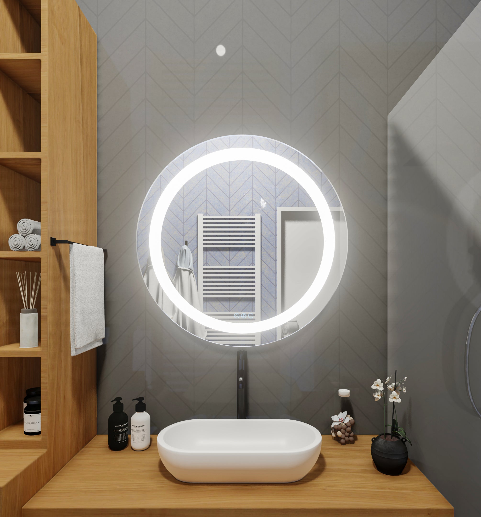 LED Mirror (Front-Lighted Round) 32" x 32" Reversible