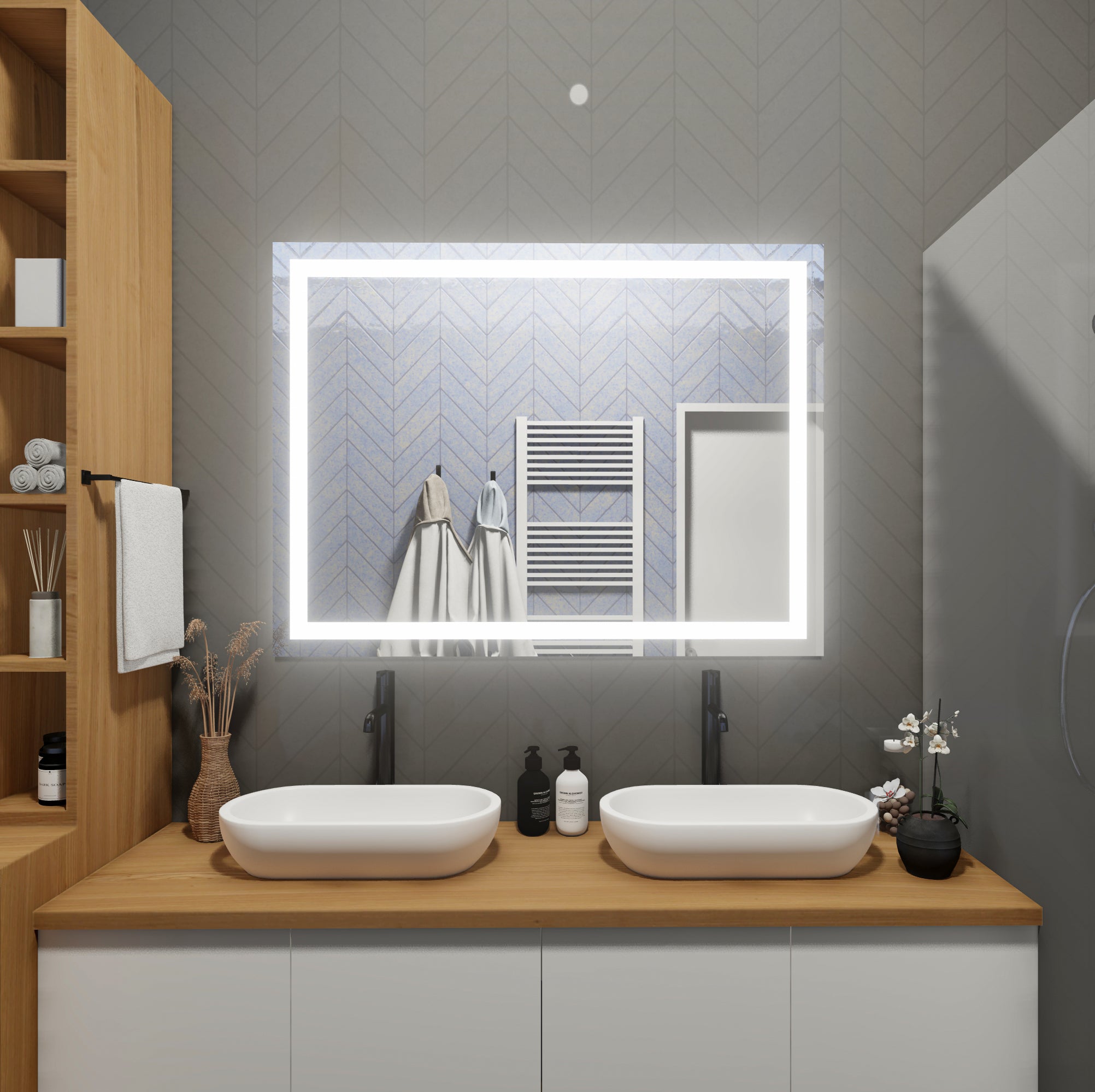 Front-Lighted LED Bathroom Vanity Mirror: 32 x 48 - Rectangular – Mirrors  & Marble