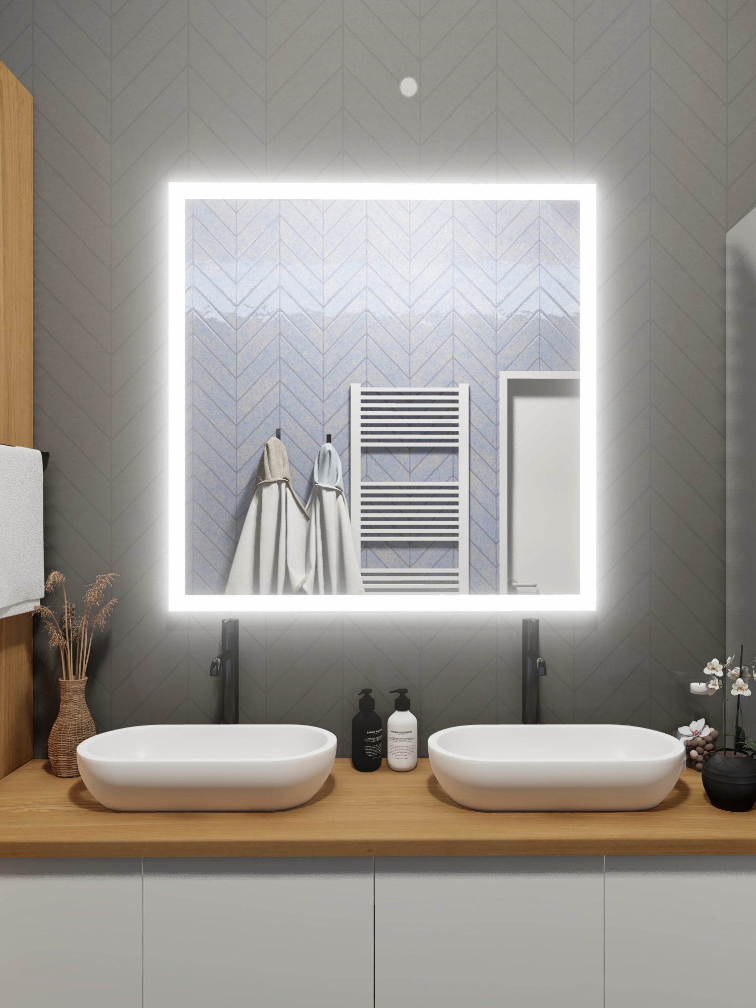 Lexington Side-Lit Mirror 48" x 48" 2 Piece #inspo