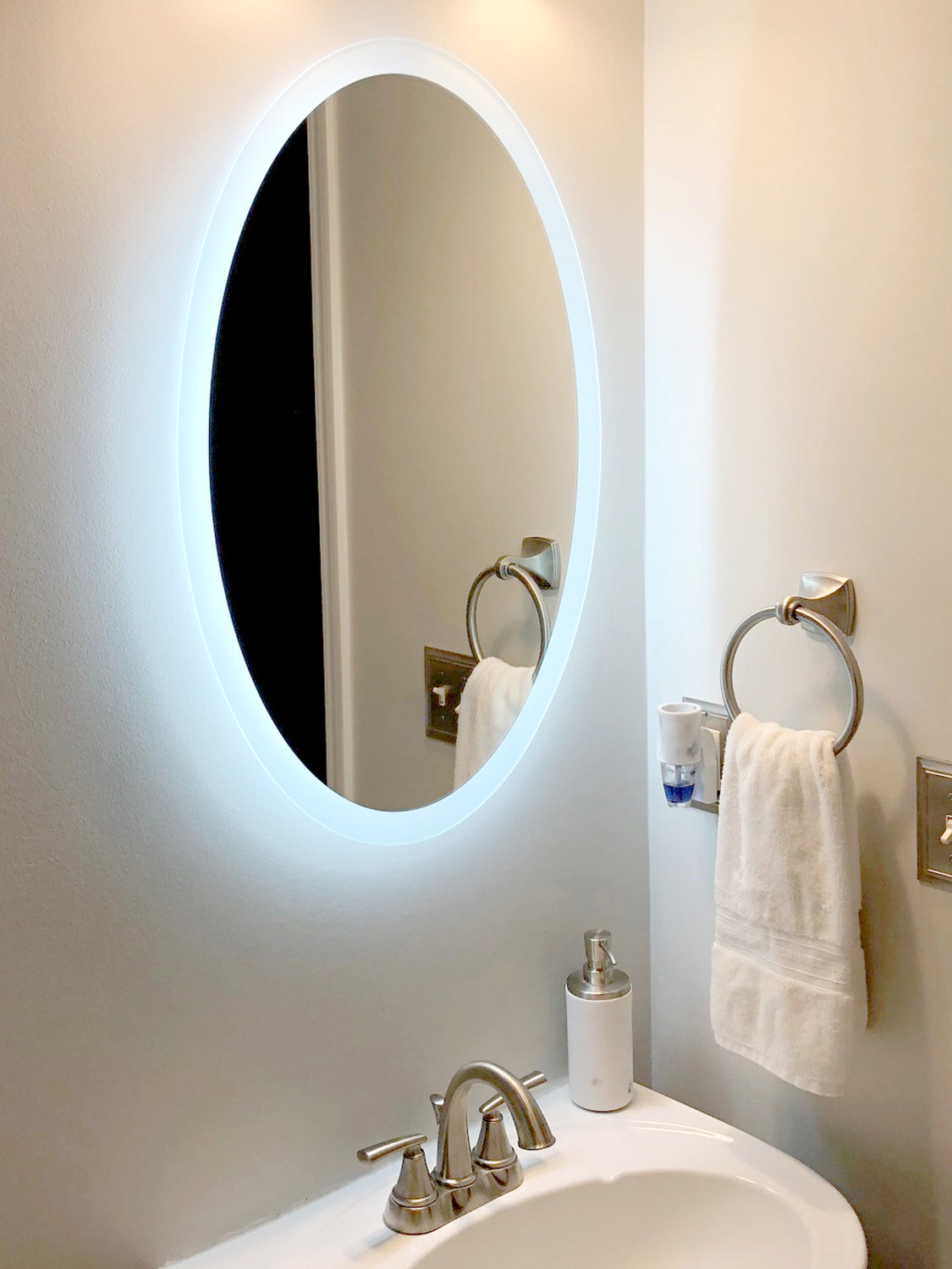 Laurel • Side-Lit Oval Mirror • 30" x 36" • 2 Piece