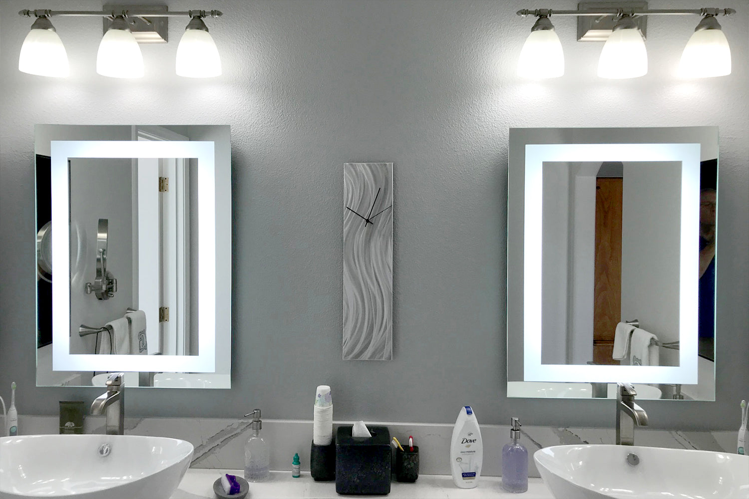 LED Bathroom Vanity Mirror Rectangular Front Lighted 28x36 E