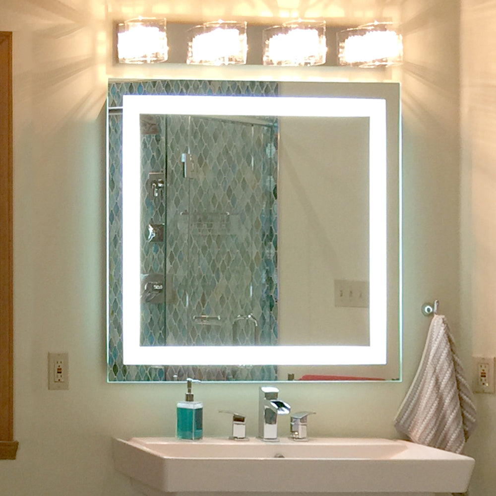 Front-Lighted Bathroom Vanity Mirror: x 40" - Square – & Marble