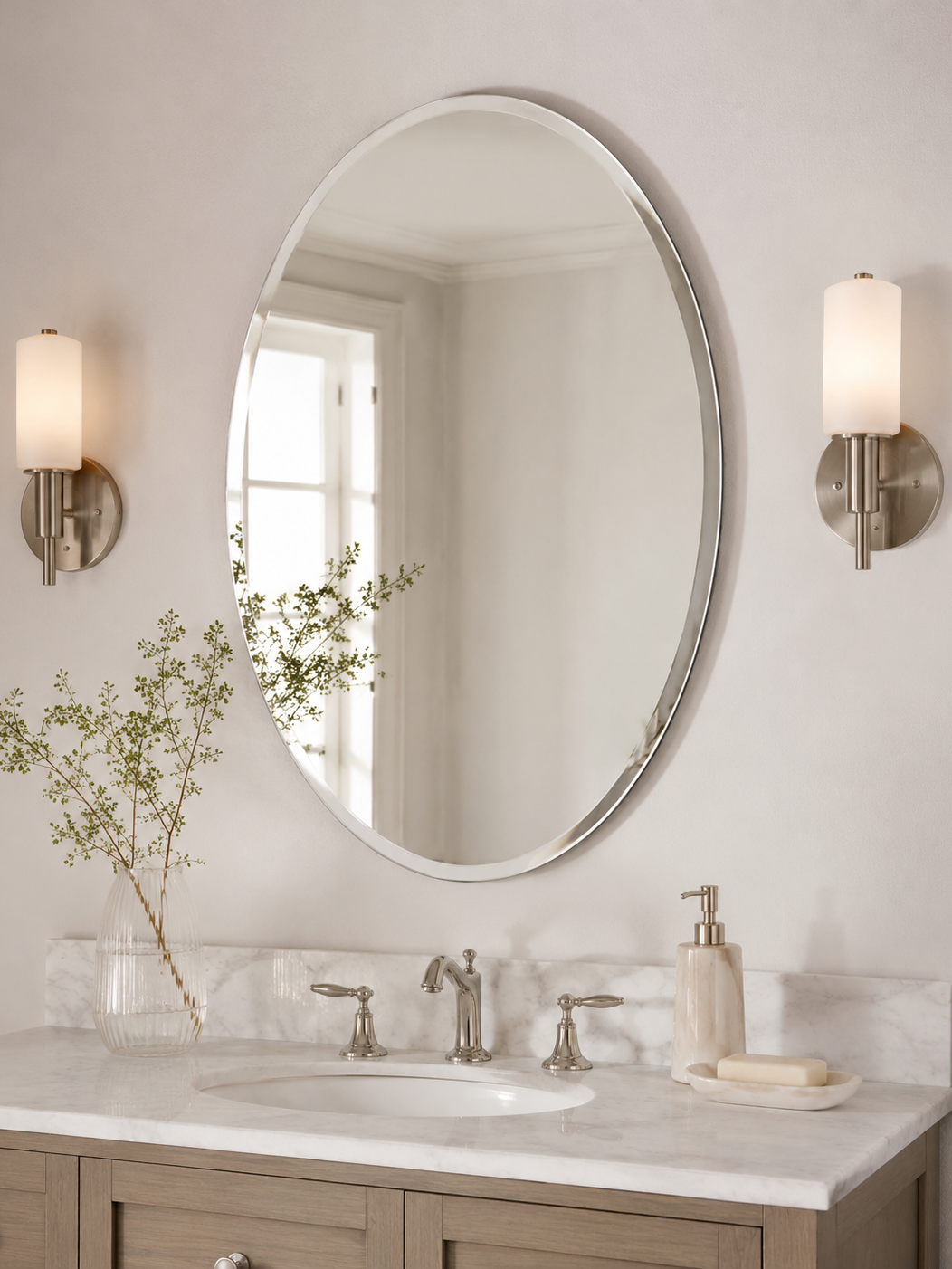 Oval Frameless Mirror