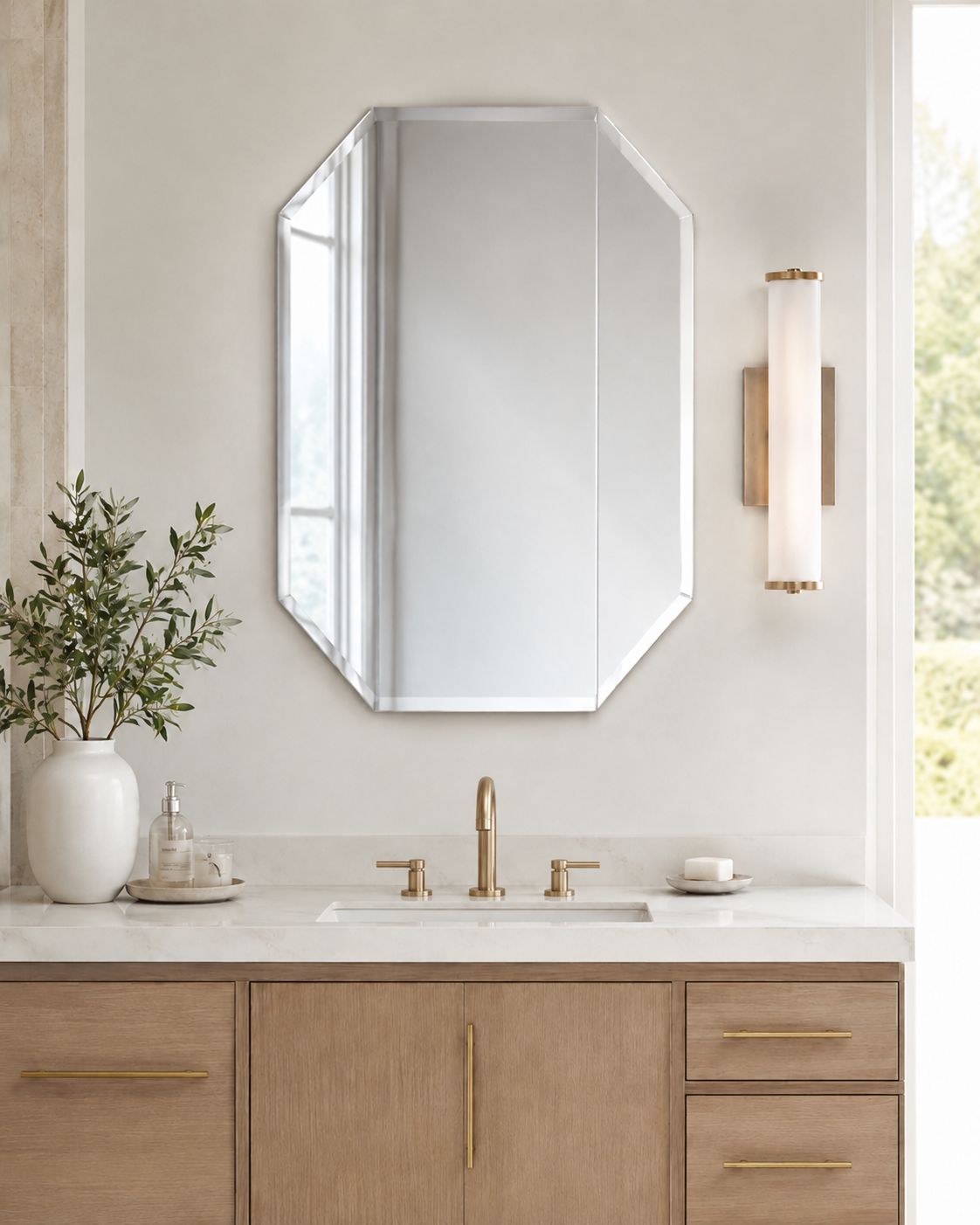 Octagon Frameless Mirror