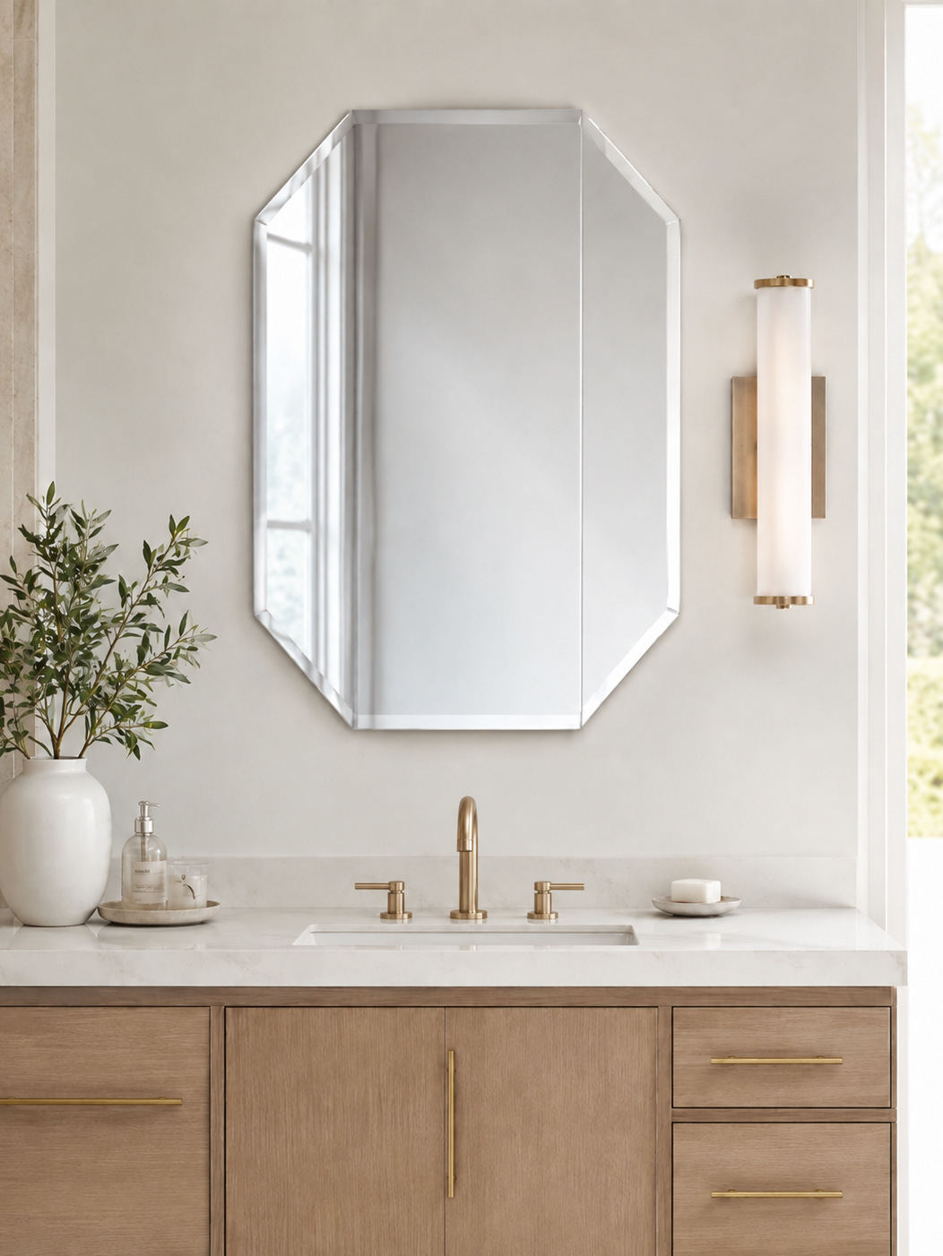 Octagon Frameless Mirror
