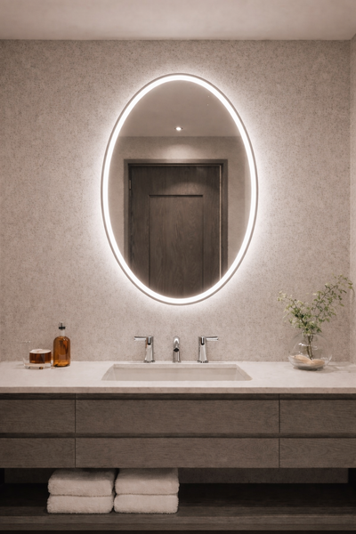 LED Mirror (Front-Lighted Oval) 24" x 32" | 2-Piece