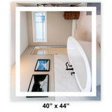 Front-Lit LED Bathroom Mirror 40" x 44" Rectangle