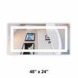 Front-Lit LED Bathroom Mirror 48" x 24" Rectangle