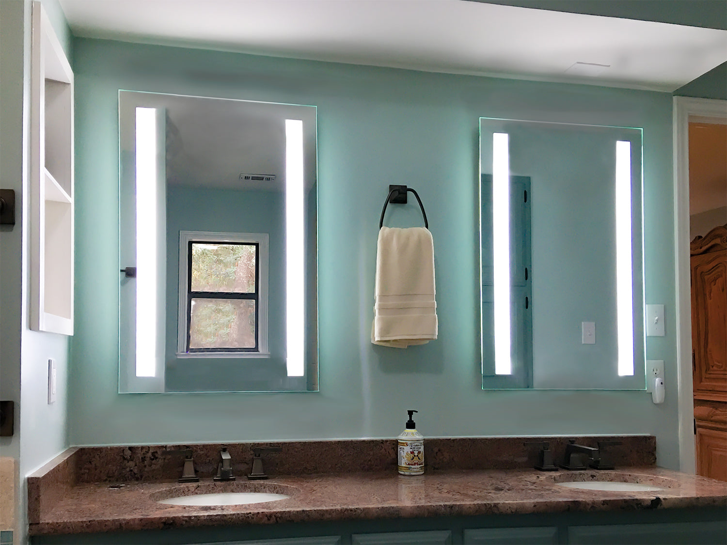 Front-Lighted Vertical LED Bar Bathroom Mirror: 36x48 - Rectangular