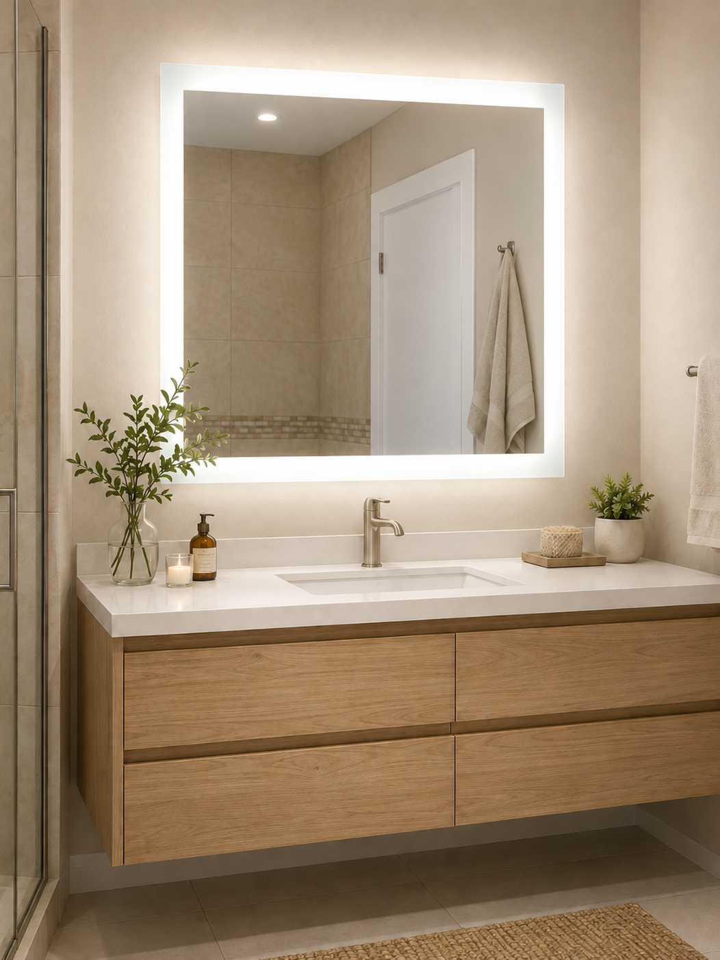 Lexington Side-Lit Mirror 36" x 36" 2 Piece #inspo