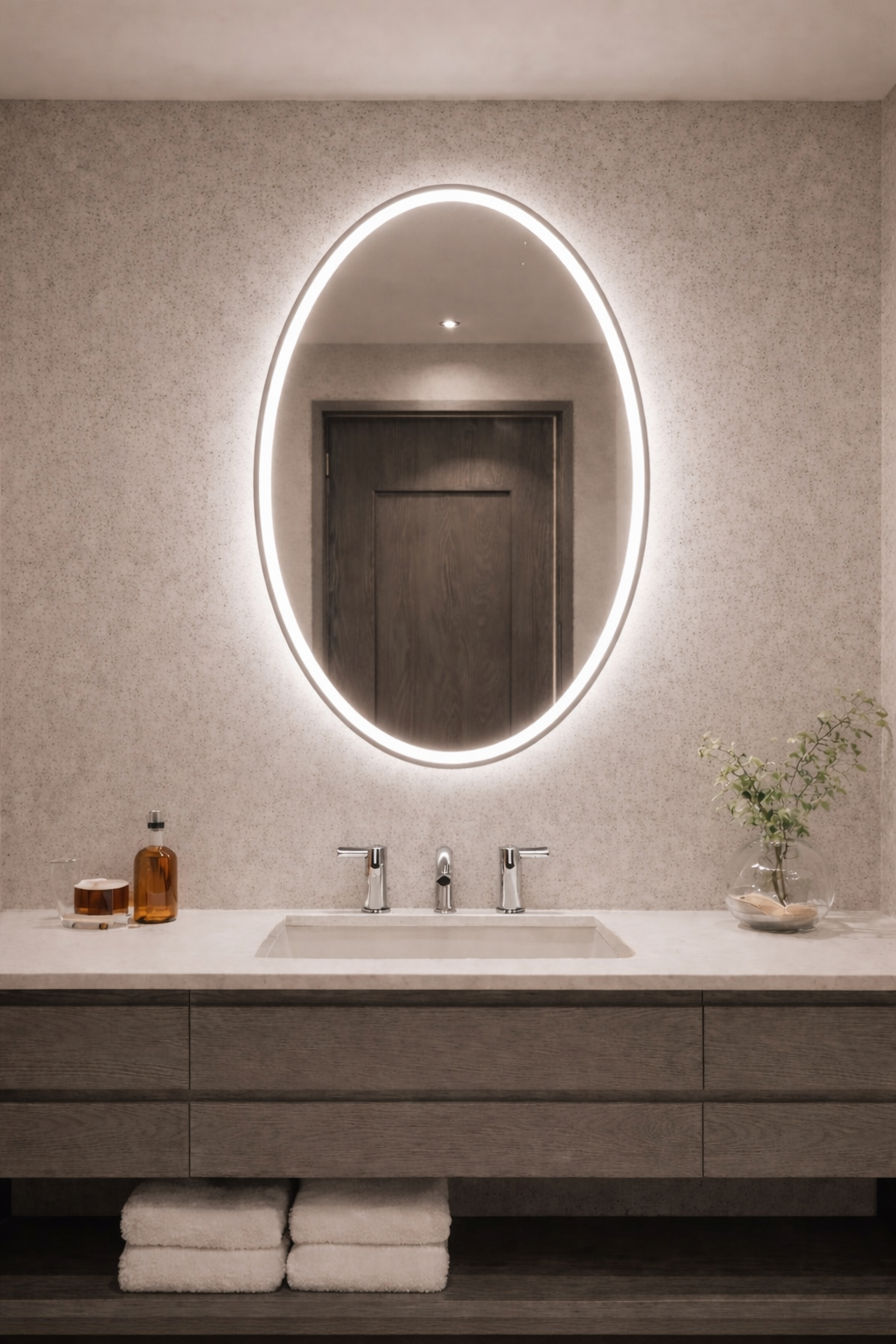 Linden • Front-Lit Oval Mirror • 24" x 32" • 1 Piece