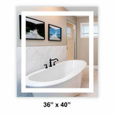 Front-Lit LED Bathroom Mirror 36" x 40" Rectangle