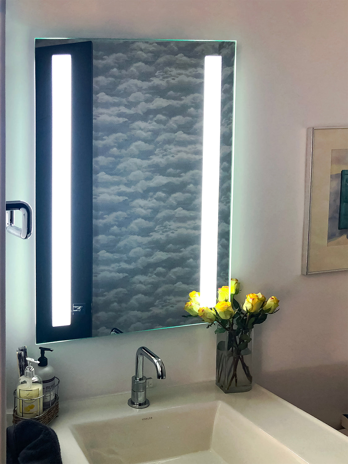 Front-Lighted Vertical LED Bar Bathroom Mirror: 36x48 - Rectangular –  Mirrors & Marble