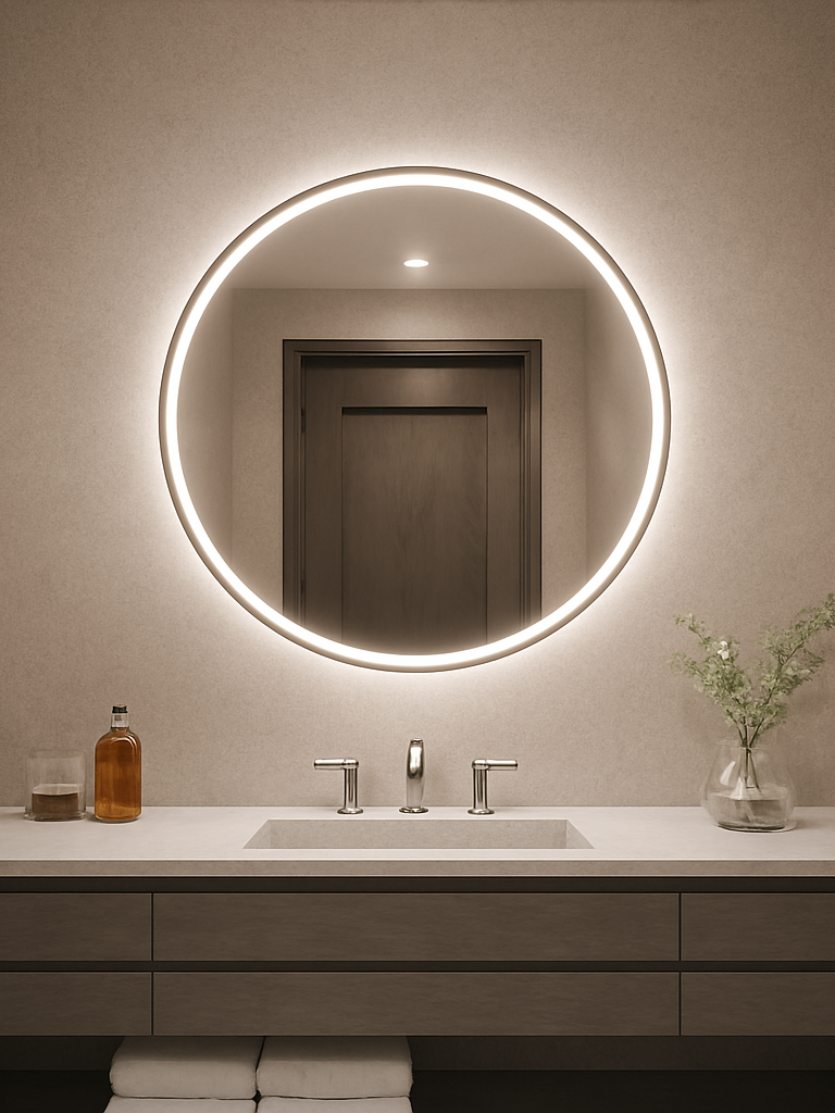 Largo • Front-Lit Round Mirror • 36" Round • 2 Piece