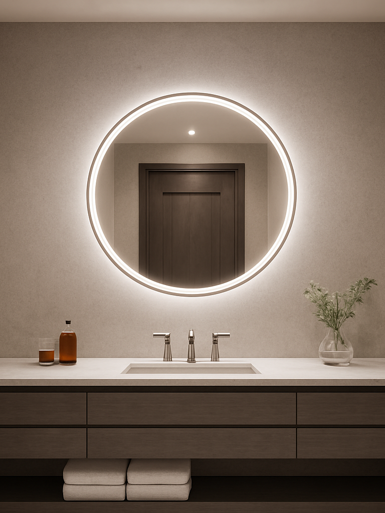 Largo • Front-Lit Round Mirror • 40" Round • 2 Piece
