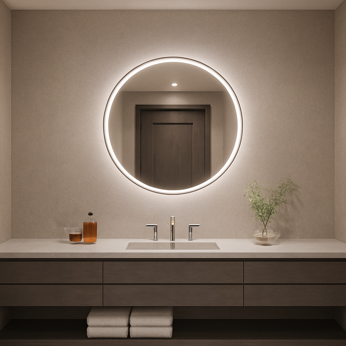 Largo • Front-Lit Round Mirror • 44" Round • 2 Piece