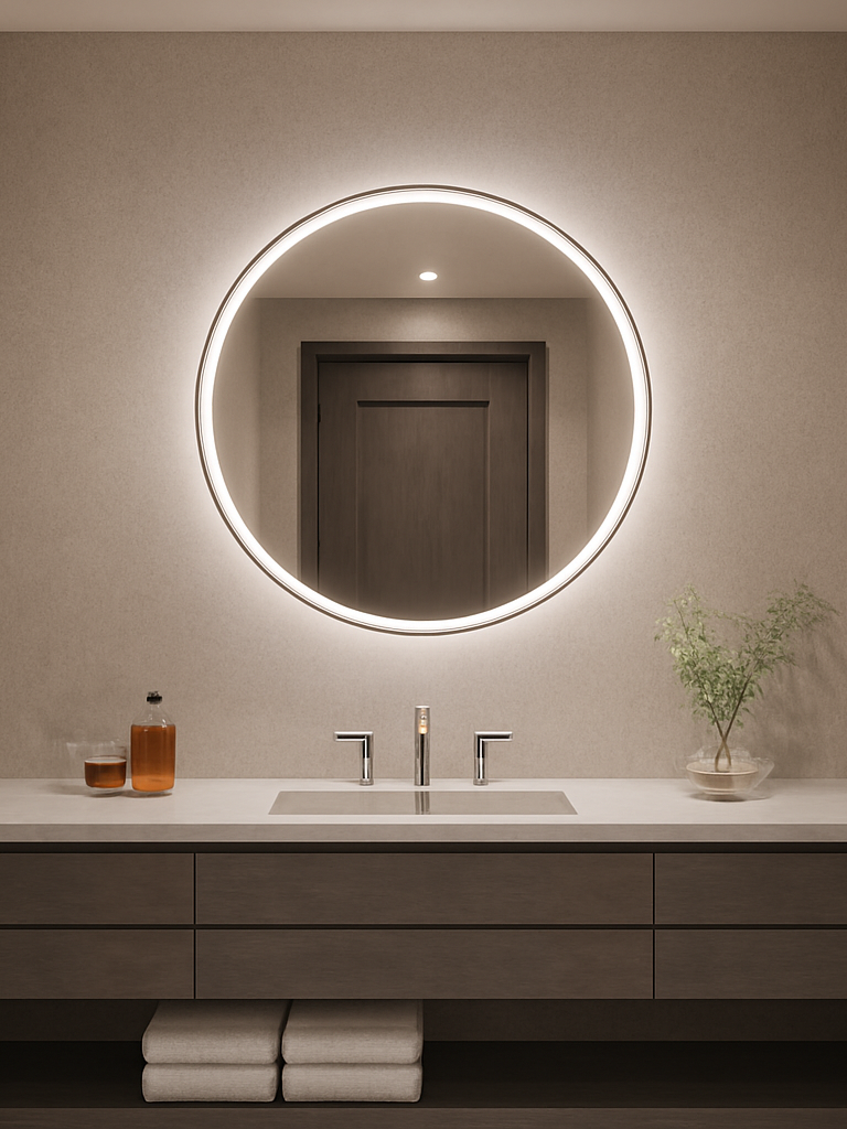 Largo • Front-Lit Round Mirror • 44" Round • 2 Piece