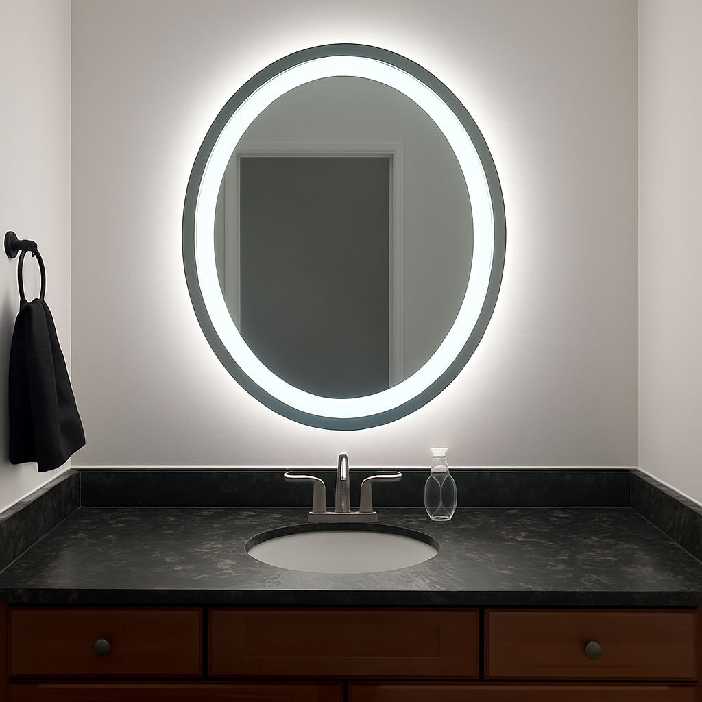 Linden • Front-Lit Oval Mirror • 30" x 36" • 2 Piece