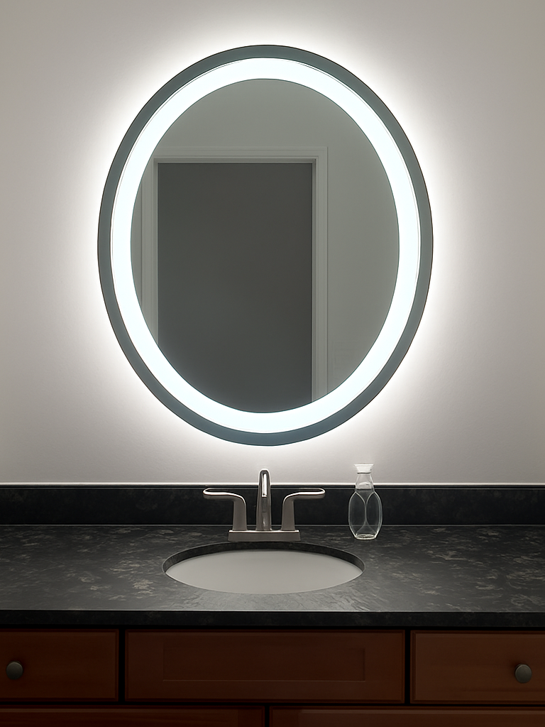 Linden • Front-Lit Oval Mirror • 30" x 36" • 2 Piece