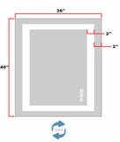 Front-Lit LED Bathroom Mirror 36" x 40" Rectangle