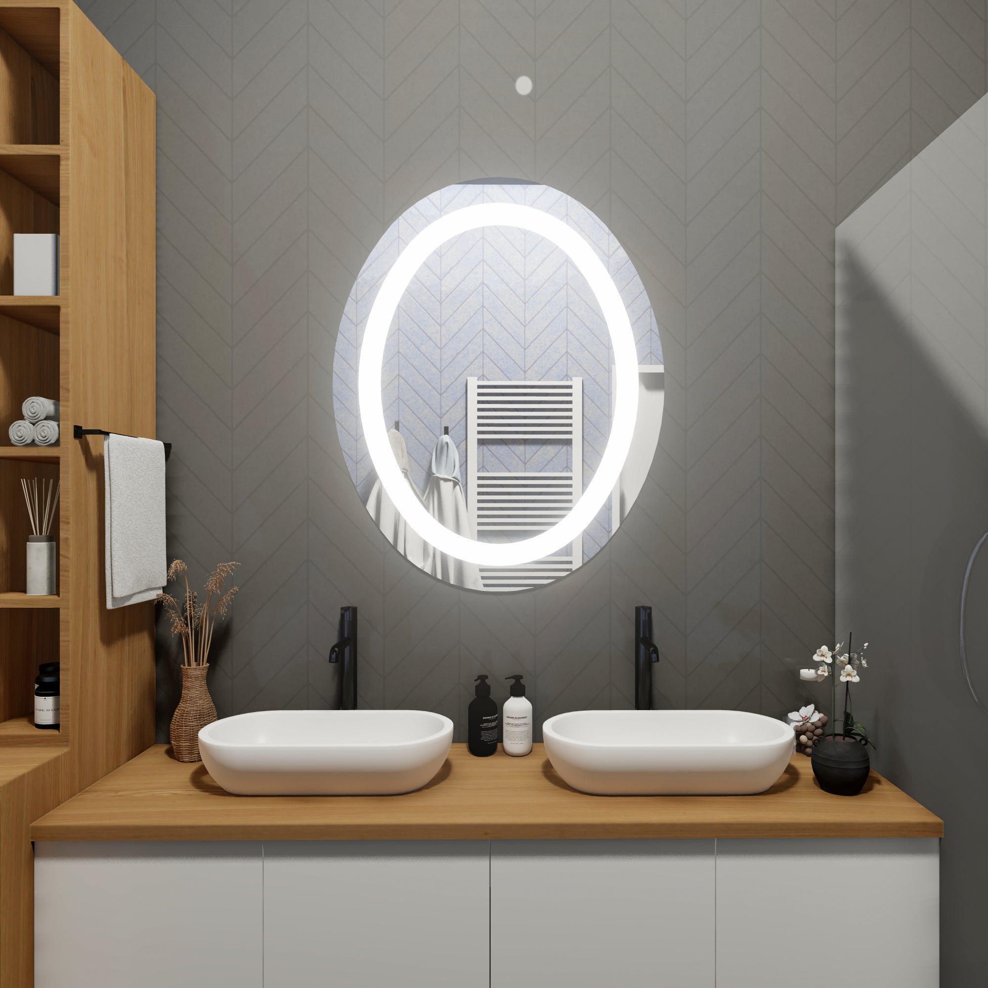 Linden • Front-Lit Oval Mirror • 24" x 32" • 1 Piece