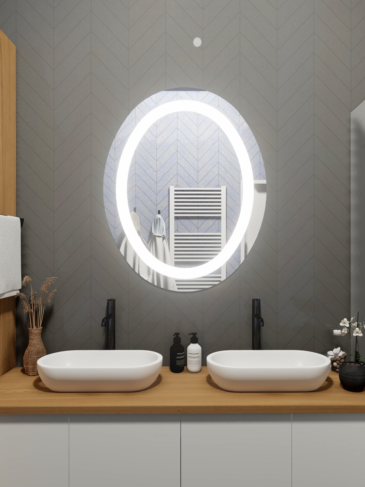 Linden • Front-Lit Oval Mirror • 24" x 32" • 1 Piece