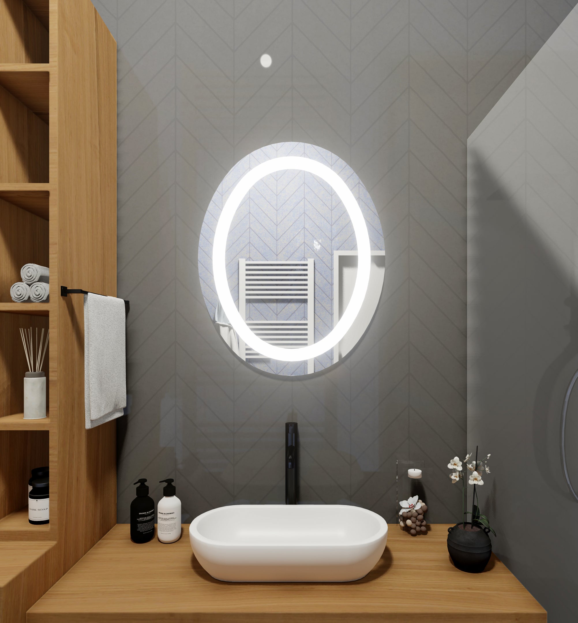 LED Mirror (Front-Lighted Oval) 24" x 32" (or 32" x 24")