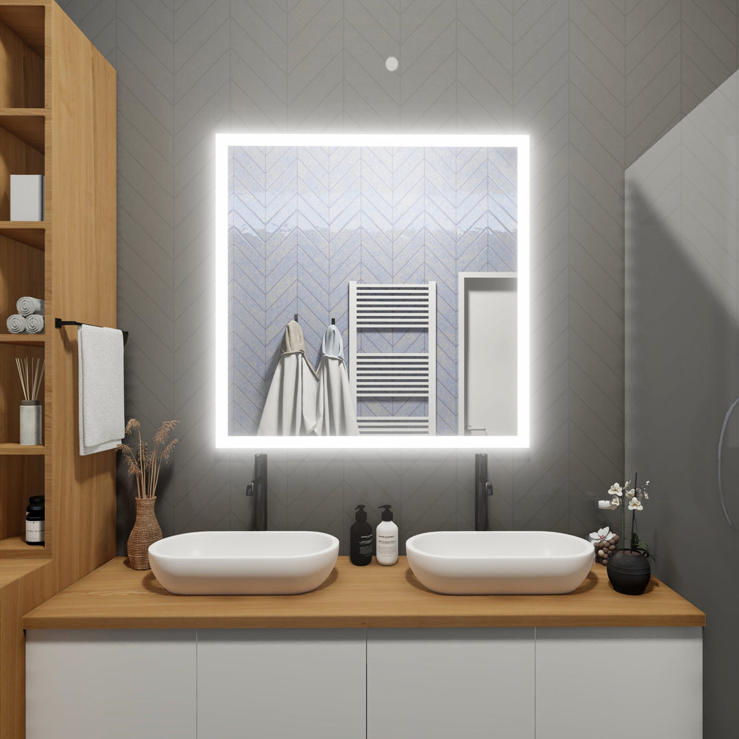 Side-Lighted LED Bathroom Vanity Mirror: 48" x 48" - Square – Mirrors ...