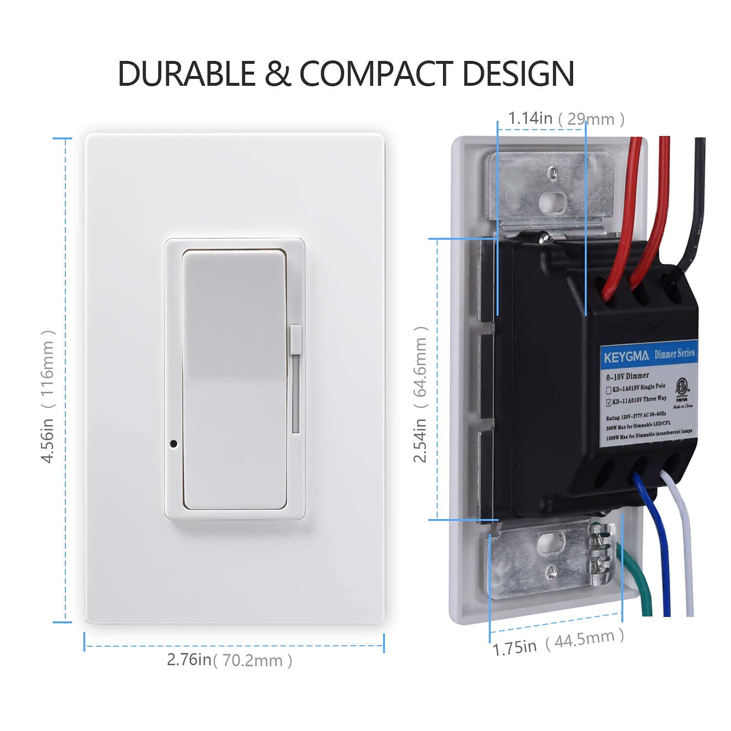 LED Wall Dimmer Switch (0-10VDC) for LED Lighted Mirror (White) (2pk) – & Marble