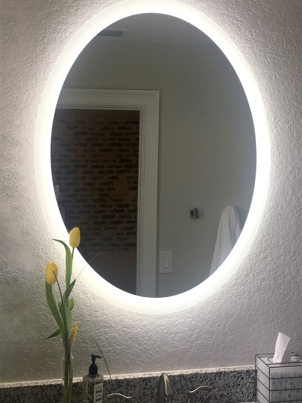 LED Bathroom Vanity Mirror Oval Side Lighted 24x32 E