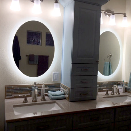 Side-Lighted LED Bathroom Vanity Mirror: 30 x 36 - Oval