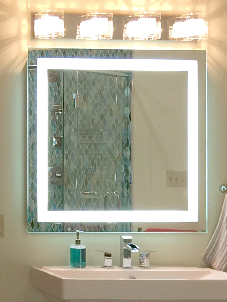 LED Bathroom Vanity Mirror Rectangular Front Lighted 24x24 B