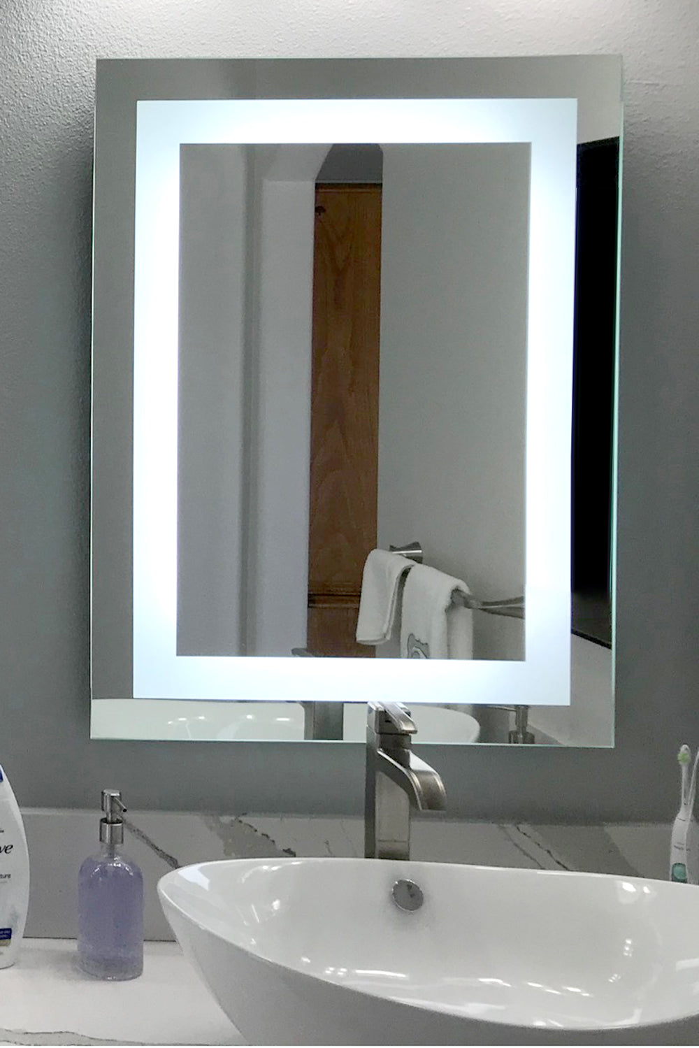 Front-Lighted LED Bathroom Vanity Mirror: 44 x 48 - Rectangular – Mirrors  & Marble