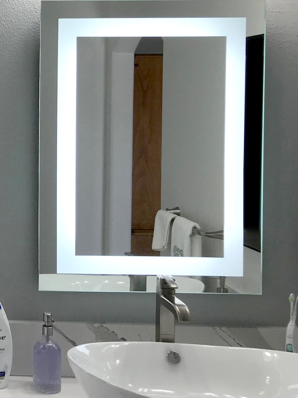 LED Bathroom Vanity Mirror Rectangular Front Lighted 44x48 B