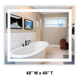 Front-Lit LED Bathroom Mirror 48" x 40" Rectangle