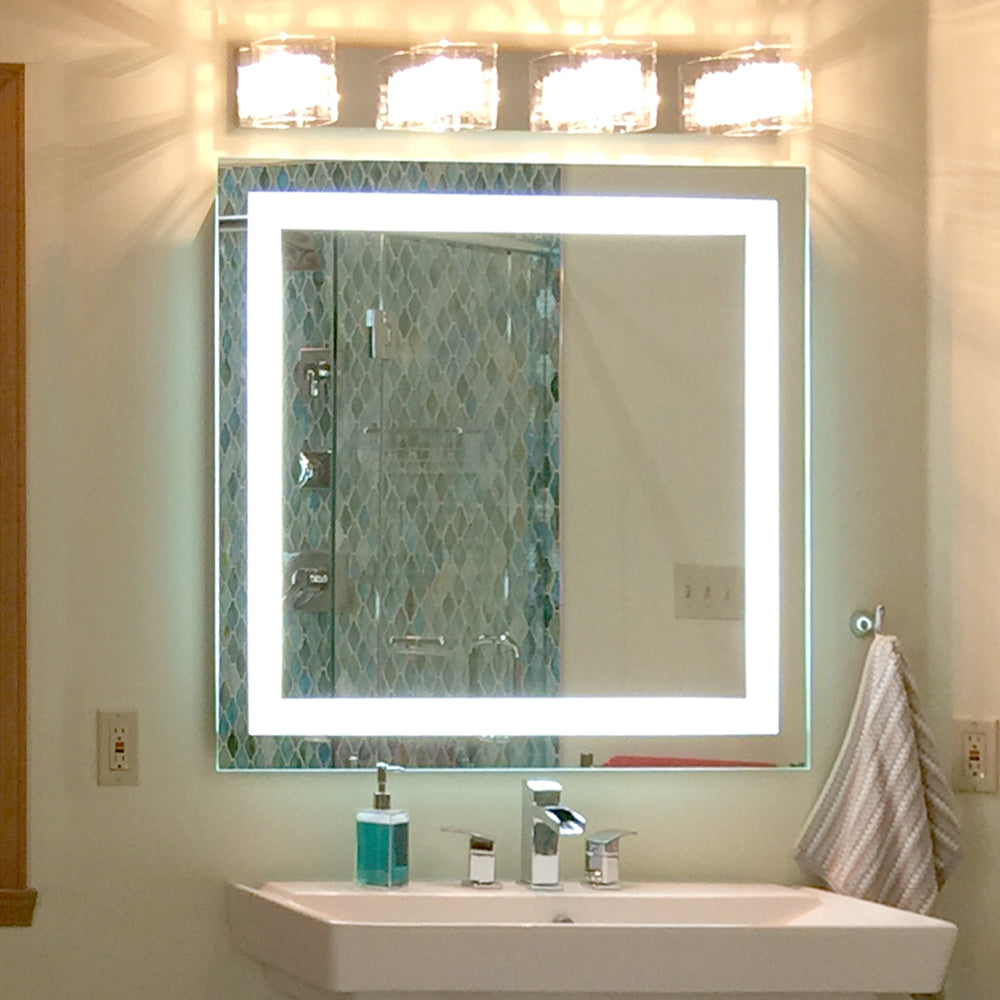 Front-Lighted LED Bathroom Vanity Mirror: 48 x 48 - Square – Mirrors &  Marble