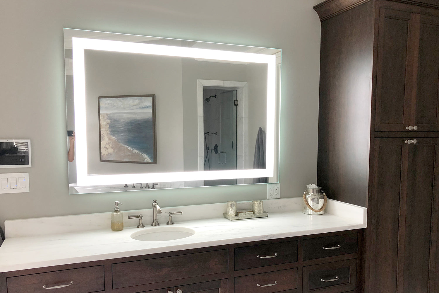 LED Bathroom Vanity Mirror Rectangular Front Lighted 56x36 C