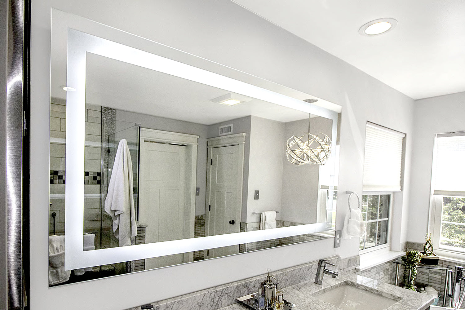 front-lighted led bathroom vanity mirror: 72" x 36" - rectangular