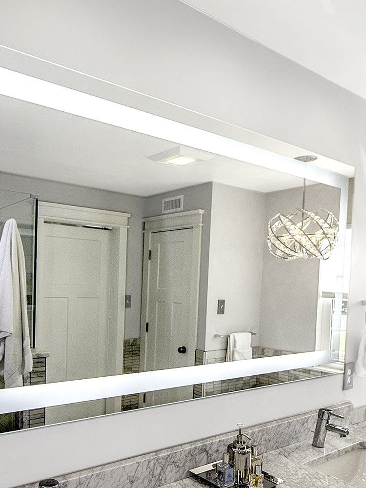 Front-Lighted LED Bathroom Vanity Mirror: 72" Wide x 36" Tall - Rectangular - Wall-Mounted