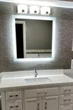 Side-Lighted LED Bathroom Vanity Mirror: 48" Wide x 48" Tall - Square - Wall-Mounted