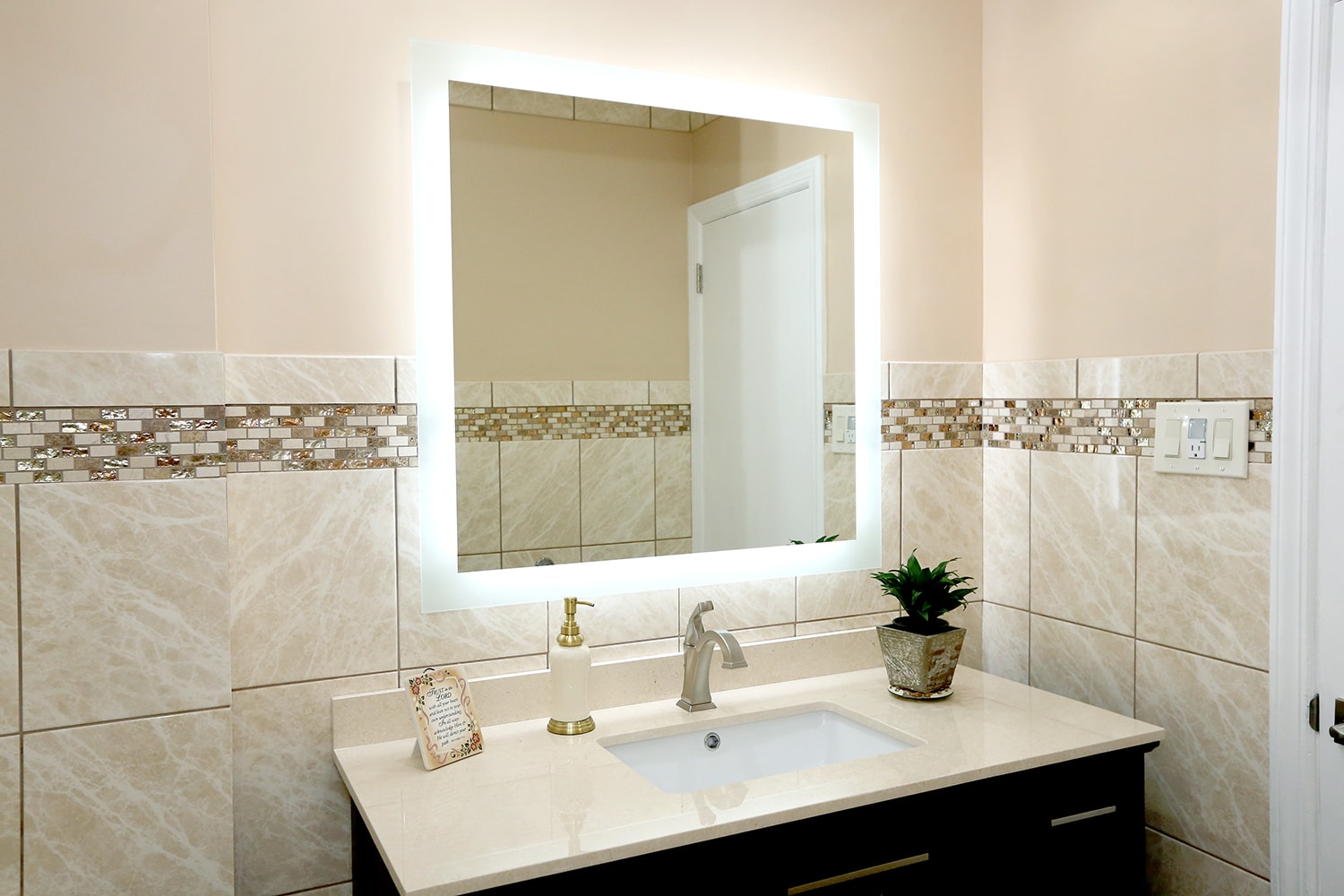 Front-Lighted LED Bathroom Vanity Mirror: 48 x 48 - Square – Mirrors &  Marble