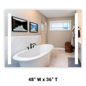 Front-Lit Vertical Bar LED Bathroom Mirror 48" x 36" Rectangle
