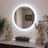 Side-Lighted LED Bathroom Vanity Mirror: 24" Wide x 24" Tall - Round - Wall-Mounted